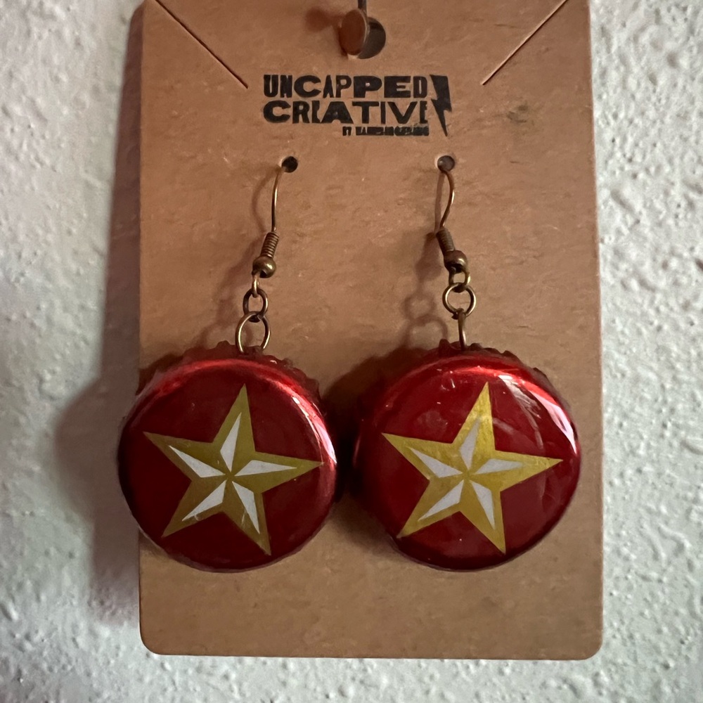 Lone Star Texas Beer Bottle Cap Earrings